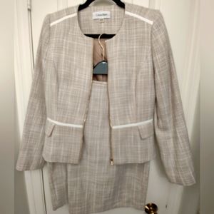 Calvin Klein Woven Cream Skirt Suit Size 4 & 6 NWOT